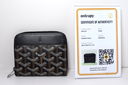 Goyard Matignon Mini Wallet Zip Black Pouch Clutch Small Leather Canvas used