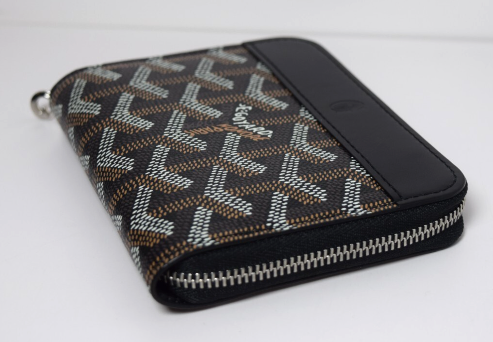 Goyard Matignon Mini Wallet Zip Black Pouch Clutch Small Leather Canvas #6