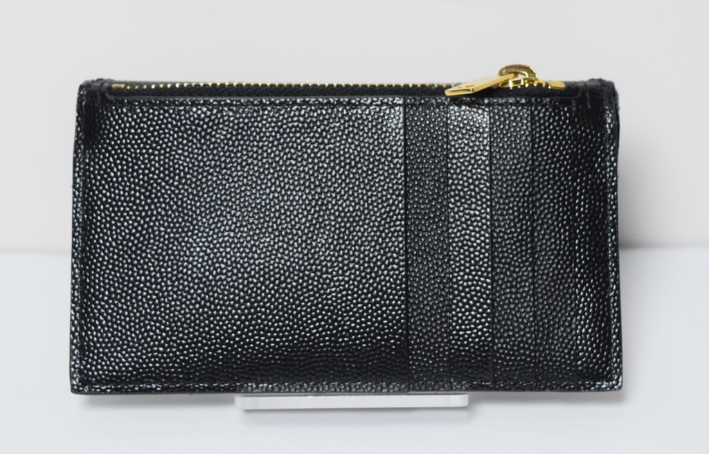 SAINT LAURENT Card Case Grain Leather YSL Gold Hardware Black #3