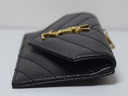 SAINT LAURENT Card Case Grain Leather YSL Gold Hardware Black purchase
