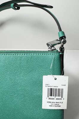 NWT - Coach Crossgrain Leather Mini Rowan File Bag CE871 Bright Green #5