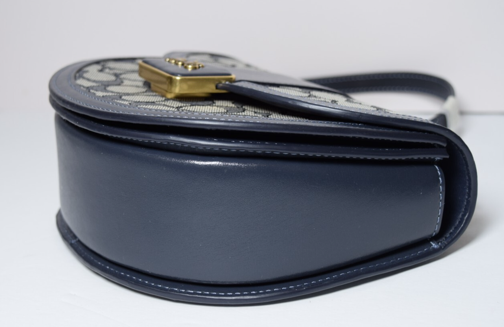 NWT - COACH Signature Jacquard B4 Alie Saddle Bag Midnight Navy Crossbody C3464 #2