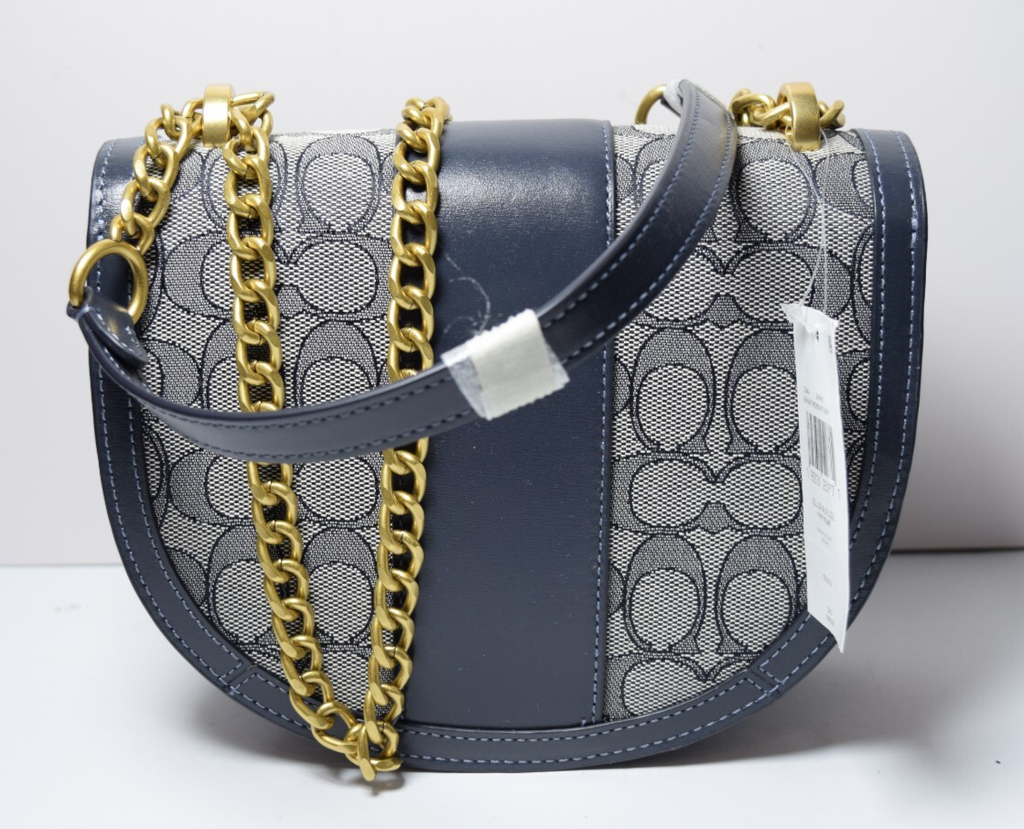 NWT - COACH Signature Jacquard B4 Alie Saddle Bag Midnight Navy Crossbody C3464 #4
