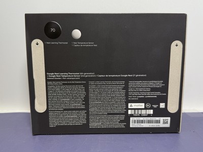 Google Nest Learning Thermostat (4th gen) w/ Temperature Sensor Black New Sealed #1
