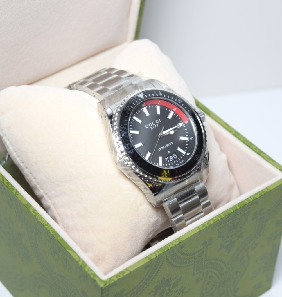 ​GUCCI Dive YA136212 Black Stainless Steel Men's Watch 45MM - Brand New #1