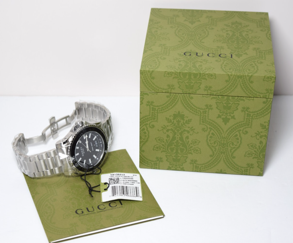 ​GUCCI Dive YA136212 Black Stainless Steel Men's Watch 45MM - Brand New #7