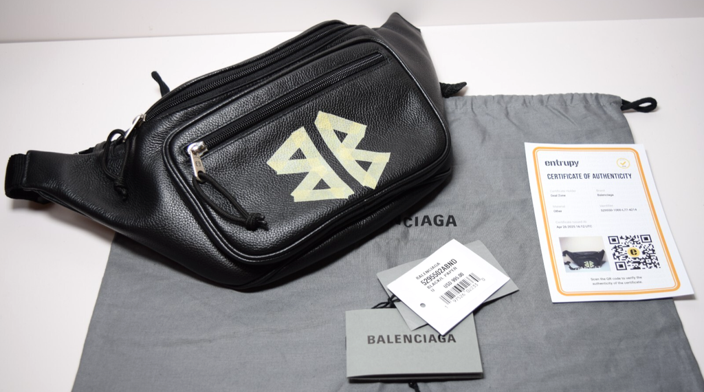 Balenciaga Grained Calfskin Tape Logo Explorer Belt Bag #8