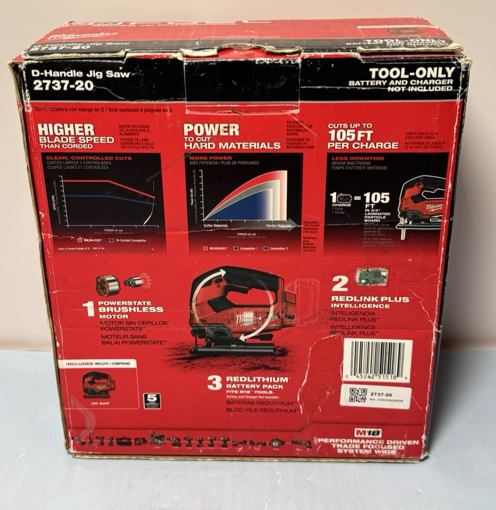 Milwaukee 2737-20 M18 FUEL Brushless Cordless D-Handle Jig Saw, New/Sealed #1