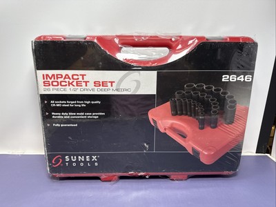 Sunex 2646 1/2Â” Dr. 26 Pc. Metric Deep Impact Socket Set BRAND NEW #1