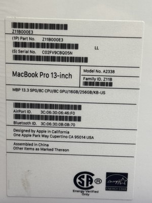 Apple MacBook Pro M1 13" 2020 8-Core 16GB RAM 256GB SSD Space Gray *Open Box* #9