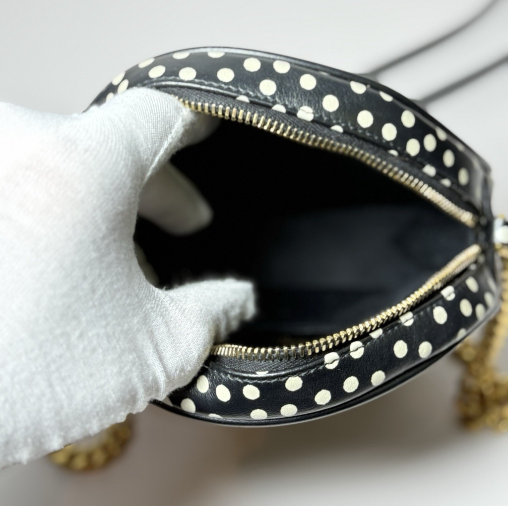 Saint Laurent YSL Black & White Round Quilted Polka-Dot Crossbody Bag #11