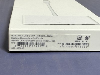 Apple -  USB-C to VGA Multiport Adapter - A1620 - MJ1L2AM/A - White - Brand New #2
