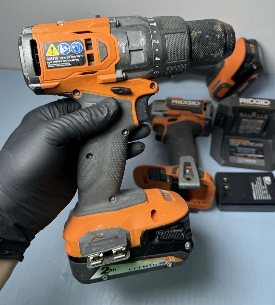 Ridgid Tool Set R86115 Drill R862311 Impact R8648  Saw, 2x 2.0 Ah Batt+charger #2