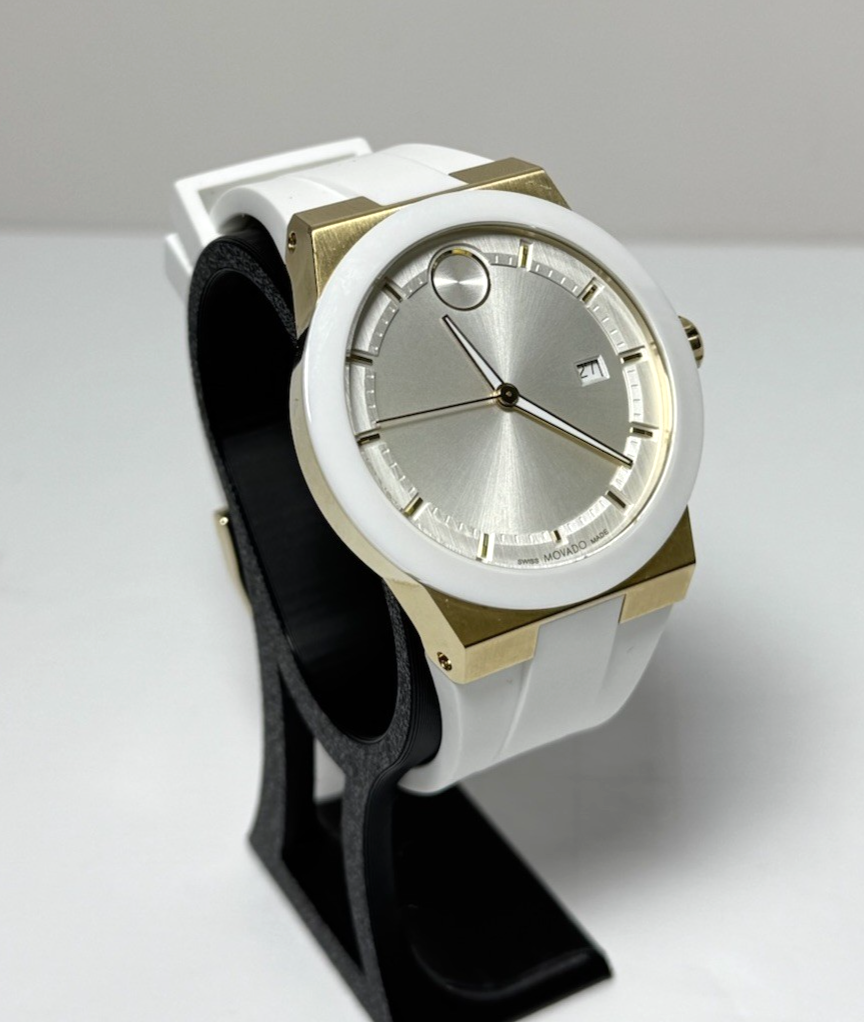 MOVADO BOLD FUSION  TWO TONE GOLD WHITE SILICONE MENS WATCH - 42MM #3