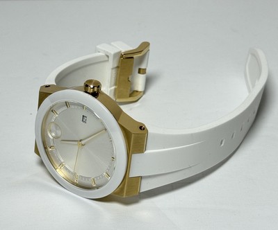 MOVADO BOLD FUSION  TWO TONE GOLD WHITE SILICONE MENS WATCH - 42MM #6