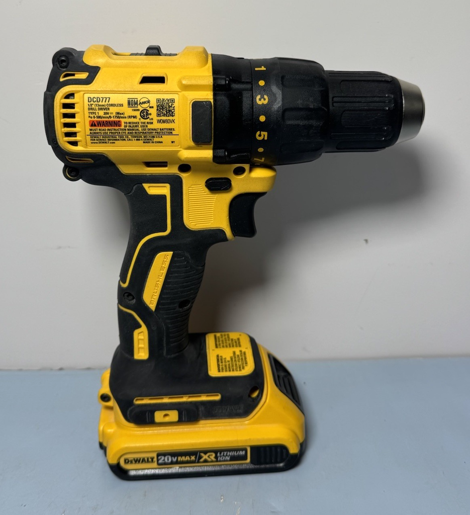 DeWalt DCD777 20V MAX 1/2" Brushless Drill Driver w 2.0 Ah Battery and Bag #1