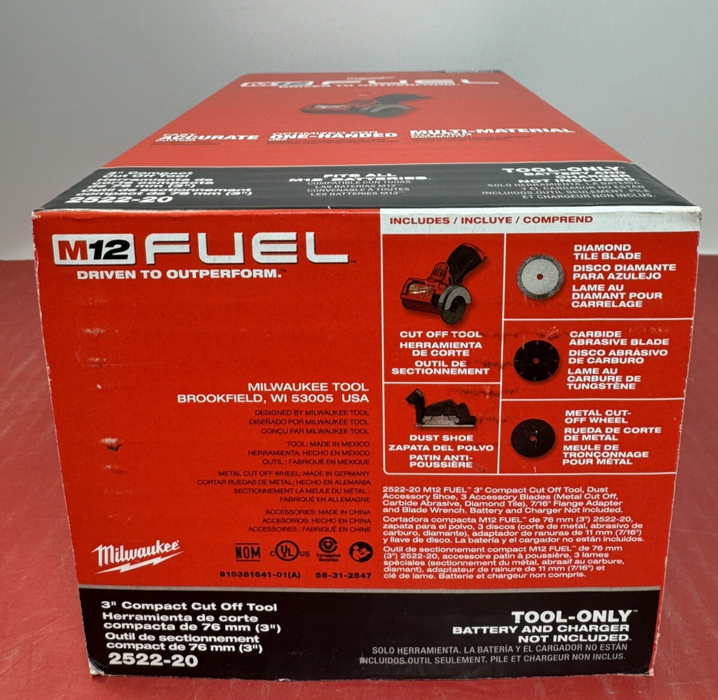 Milwaukee 2522-20 M12 12 Volt FUEL™ 3" Compact Cut Off Tool SEALED #5