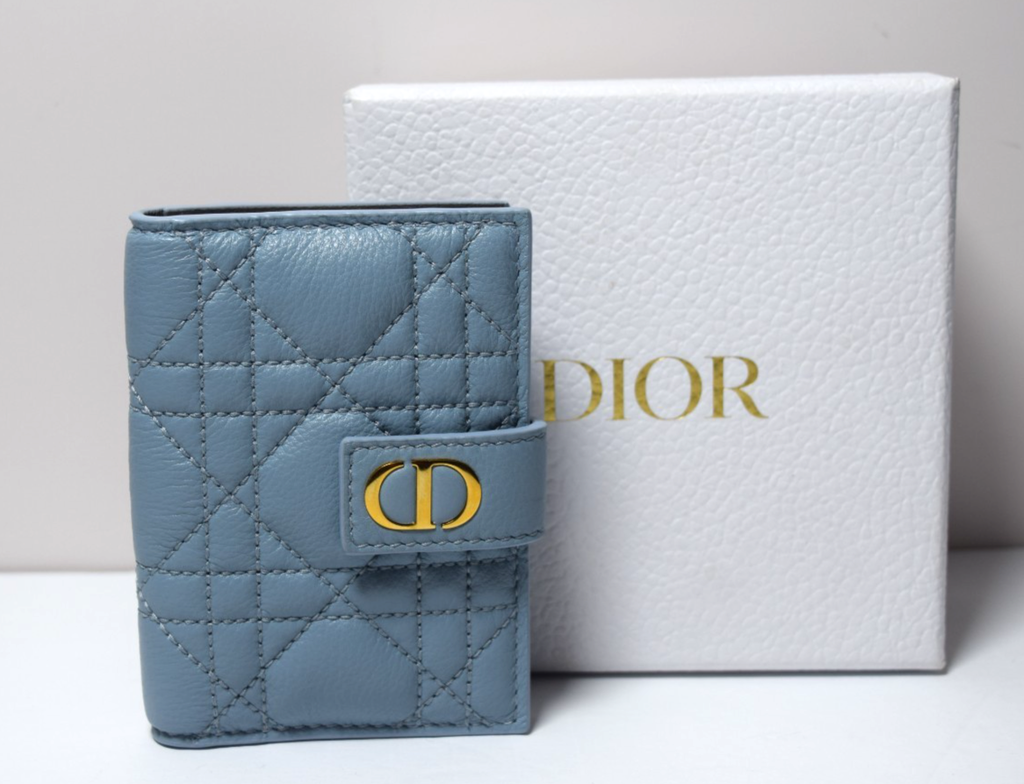 Christian Dior Caro Dandelion Card Holder Cannage Quilt Leather #1