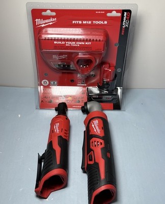 Milwaukee M12 Tool Set 2457-20 Ratchet, 2467-20 Impact, 48-59-2440 XC4.0  Kit #1