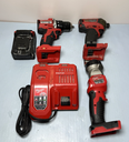 Milwaukee M18 Cordless- Drill, Imp Driver, Hydraulic Driver, Light, Charger,Batt used