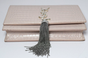 Saint Laurent Classic Monogram Tassel Crossbody Bag Crocodile Embossed Pink in Boston