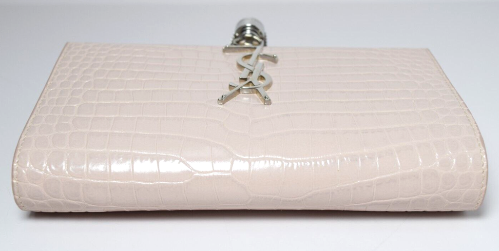 Saint Laurent Classic Monogram Tassel Crossbody Bag Crocodile Embossed Pink #9