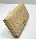 Chanel Boy Zip Around Wallet Lambskin Quilted Leather used