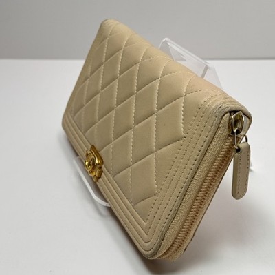 Chanel Boy Zip Around Wallet Lambskin Quilted Leather #2