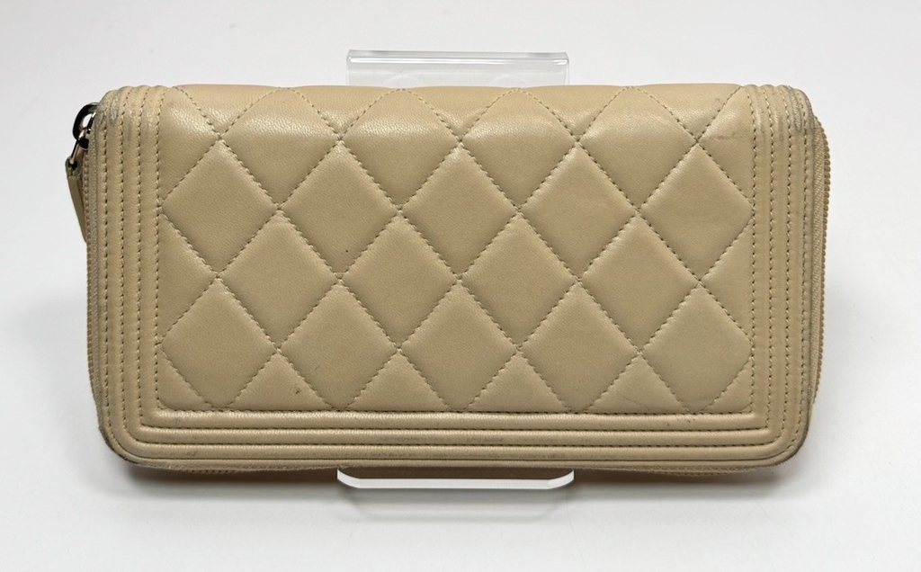 Chanel Boy Zip Around Wallet Lambskin Quilted Leather #3