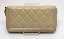 Chanel Boy Zip Around Wallet Lambskin Quilted Leather price
