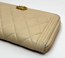 Chanel Boy Zip Around Wallet Lambskin Quilted Leather purchase