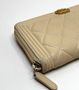 Chanel Boy Zip Around Wallet Lambskin Quilted Leather with delivery