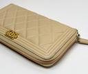 Chanel Boy Zip Around Wallet Lambskin Quilted Leather in Boston