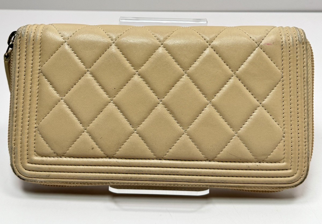 Chanel Boy Zip Around Wallet Lambskin Quilted Leather #8