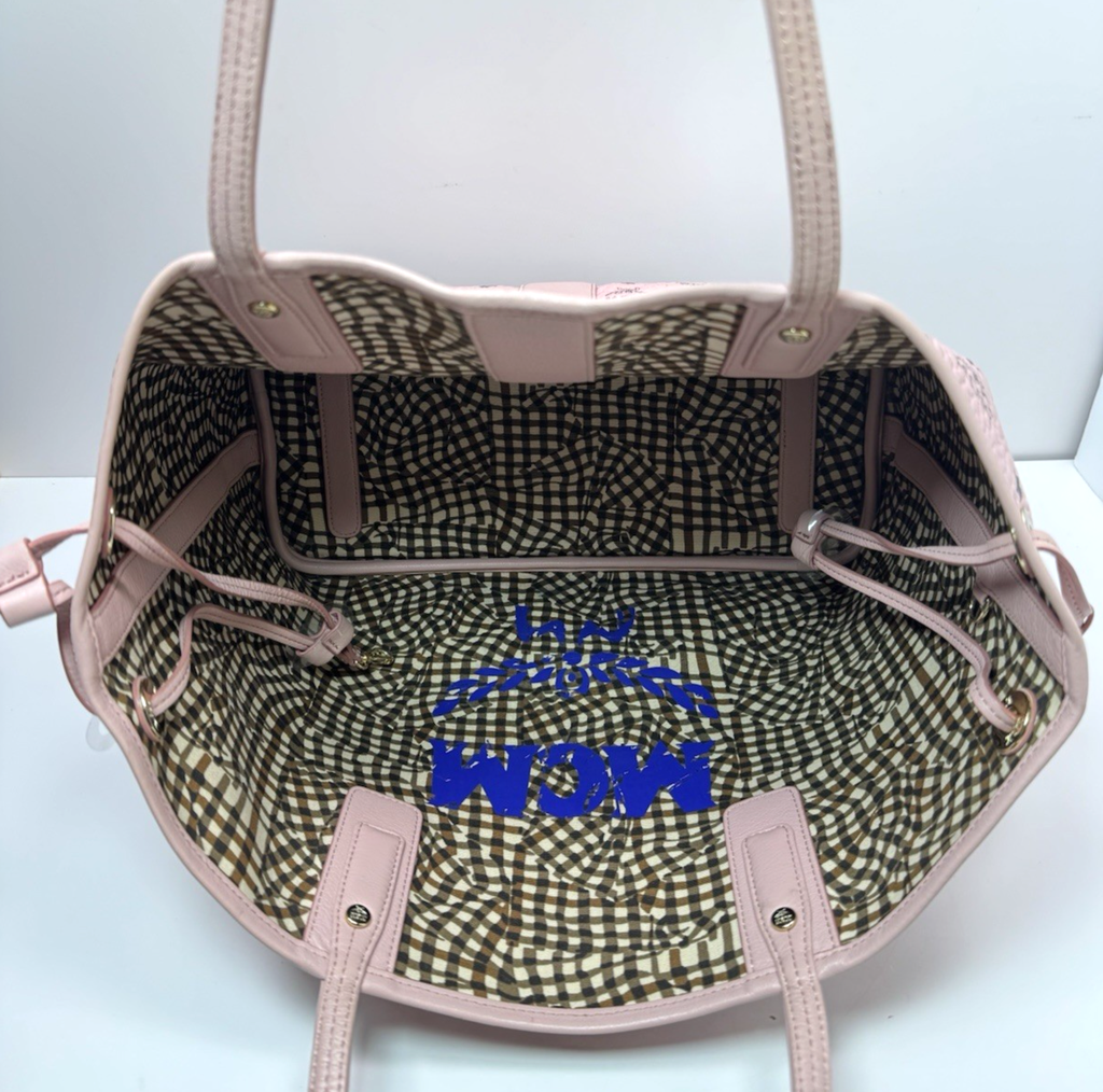MCM Pink Visetos Reversible Liz Shopper Tote #6