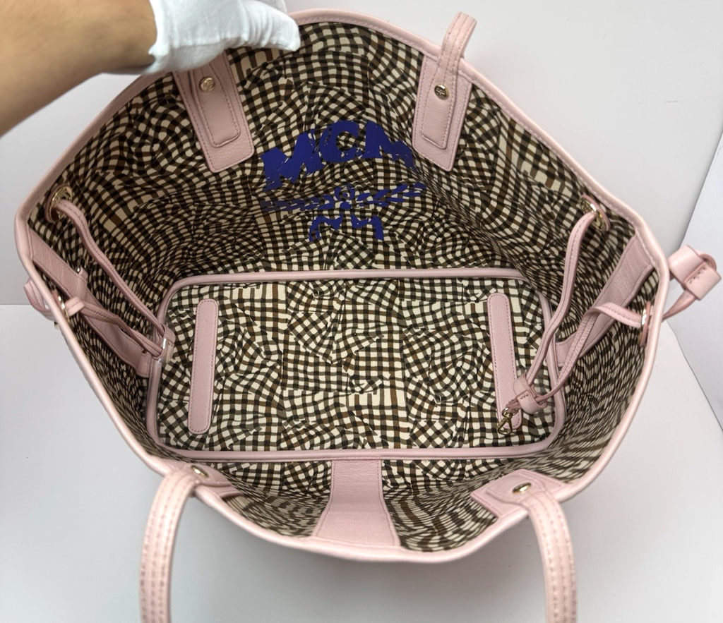 MCM Pink Visetos Reversible Liz Shopper Tote #9