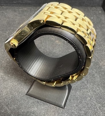 Bulova Men's Watch 97D116 Diamond Accent Black Dial Date Gold Steel Quartz 42mm #3
