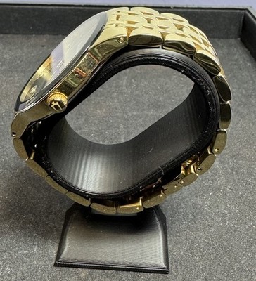 Bulova Men's Watch 97D116 Diamond Accent Black Dial Date Gold Steel Quartz 42mm #6