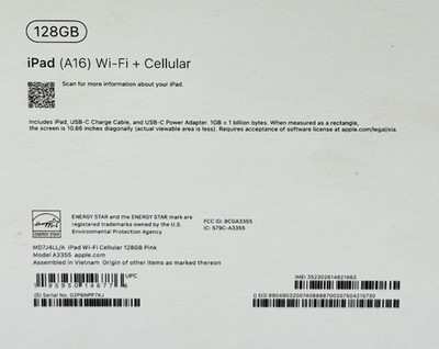 Apple 11" iPad A16 chip Wi-Fi + Cell  128GB Pink (Unlocked) -Open Box + Warranty #4