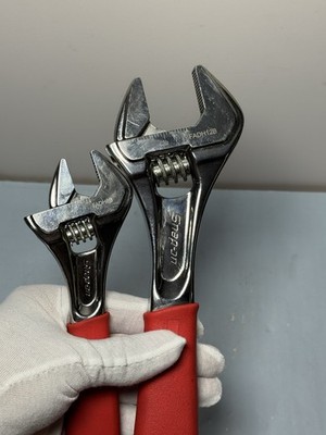 Snap On Tools 2pc 8" & 12" Soft Adjustable Wrench Foam Grip Set FADH8B & FADH12B #2