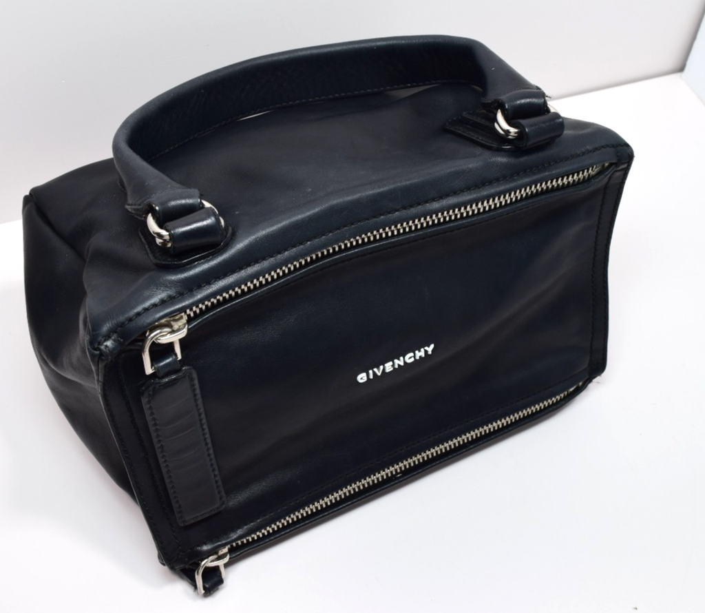 Givenchy Pandora Medium Black Leather Satchel Bag with Logo Strap – Pre-Owned #1