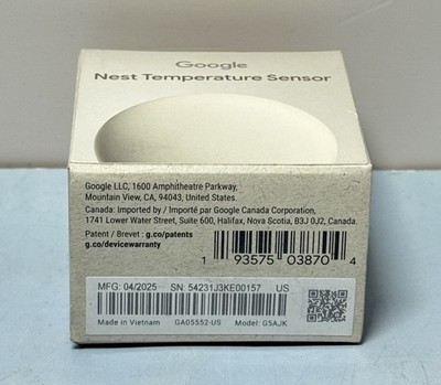 Google Nest Temperature 2nd Gen Sensor GA05552-US Porcelain-New Sealed #2