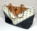 MCM  Visetos Chevron Medium Colorblock Anya Zip Top Shopper Tote+Zip Pouch-New cost