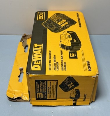 Genuine DeWALT 20V 5.0 AH Battery + Charger OEM Starter Kit DCB205C - SEALED #3