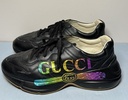 Gucci Men’s 10.5 Black Rhyton Iridescent Rainbow Logo Apollo Nero Sneaker Shoes buy