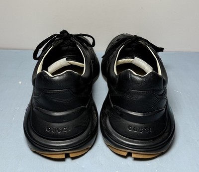Gucci Men’s 10.5 Black Rhyton Iridescent Rainbow Logo Apollo Nero Sneaker Shoes #3