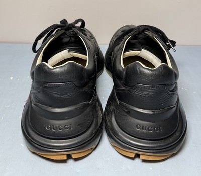 Gucci Men’s 10.5 Black Rhyton Iridescent Rainbow Logo Apollo Nero Sneaker Shoes #5