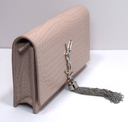 Saint Laurent Classic Monogram Tassel Crossbody Bag Crocodile Embossed Pink with delivery