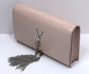 Saint Laurent Classic Monogram Tassel Crossbody Bag Crocodile Embossed Pink in Boston