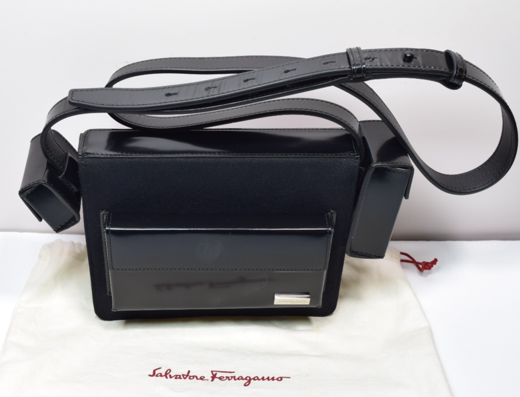 Salvatore Ferragamo Combo Bag Enamel Cross Body Bag In Black Leather #14
